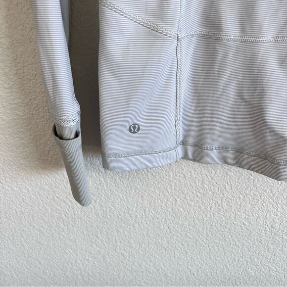 Lululemon Race With Grace 1/2 Zip II Wee Stripe White Silver Spoon - Picture 8 of 14